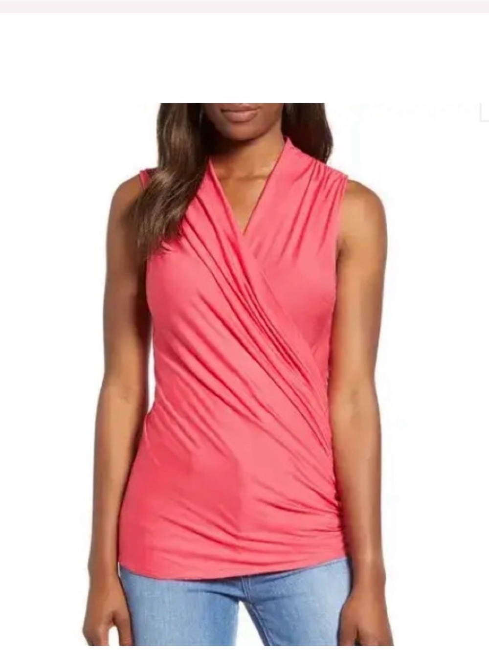 Loveappella Sleeveless Draped Wrap Top-Size Medium -Hot Pink -Azale